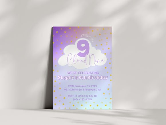 Editable Cloud 9 Girls Birthday Invite: A Dreamy Design Solution