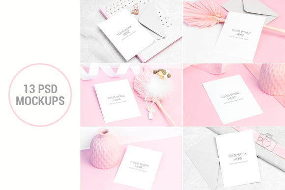Elevate Your Invitations: The Pink Love Card Mockup Set