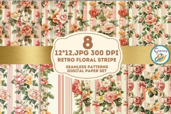 Embrace Nostalgia: The Retro Floral Stripe Pattern Set