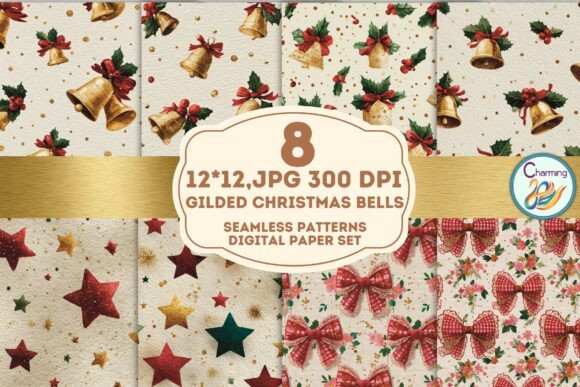 Gilded Christmas Bells: A Seamless Pattern for Festive Design