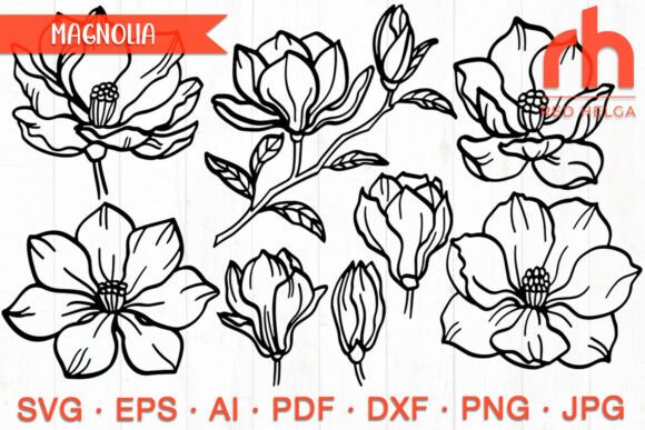 Magnolia Flower SVG: Timeless Hand Drawn Cut Files for Crafters