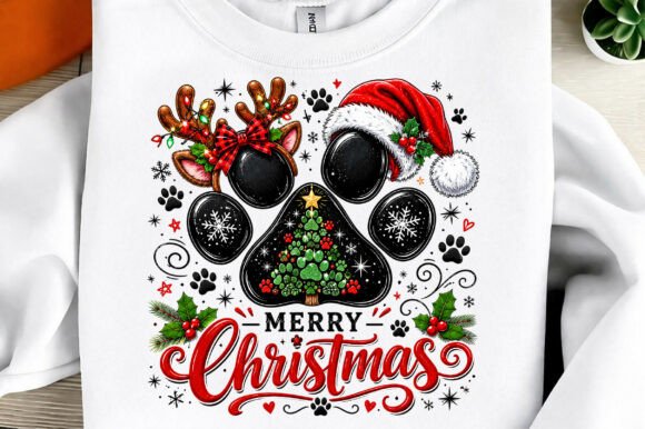 Merry Christmas Paw Print Sublimation PN: Festive Design for Pet Lovers