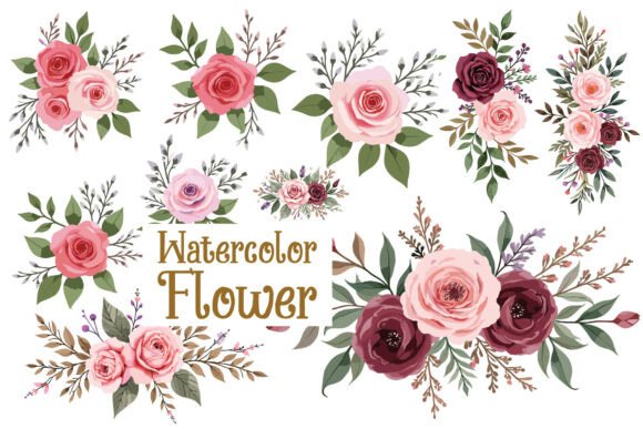Rose Watercolor Floral Set: Elegant Blooms for Your Creative Projects