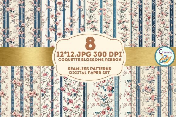Seamless Paper: Coquette Blossoms Ribbon for Elegant Design