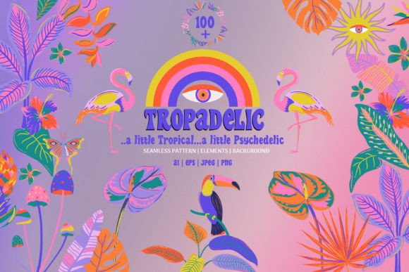 Tropadelic Vibes: A Psychedelic Tropical Pattern Collection